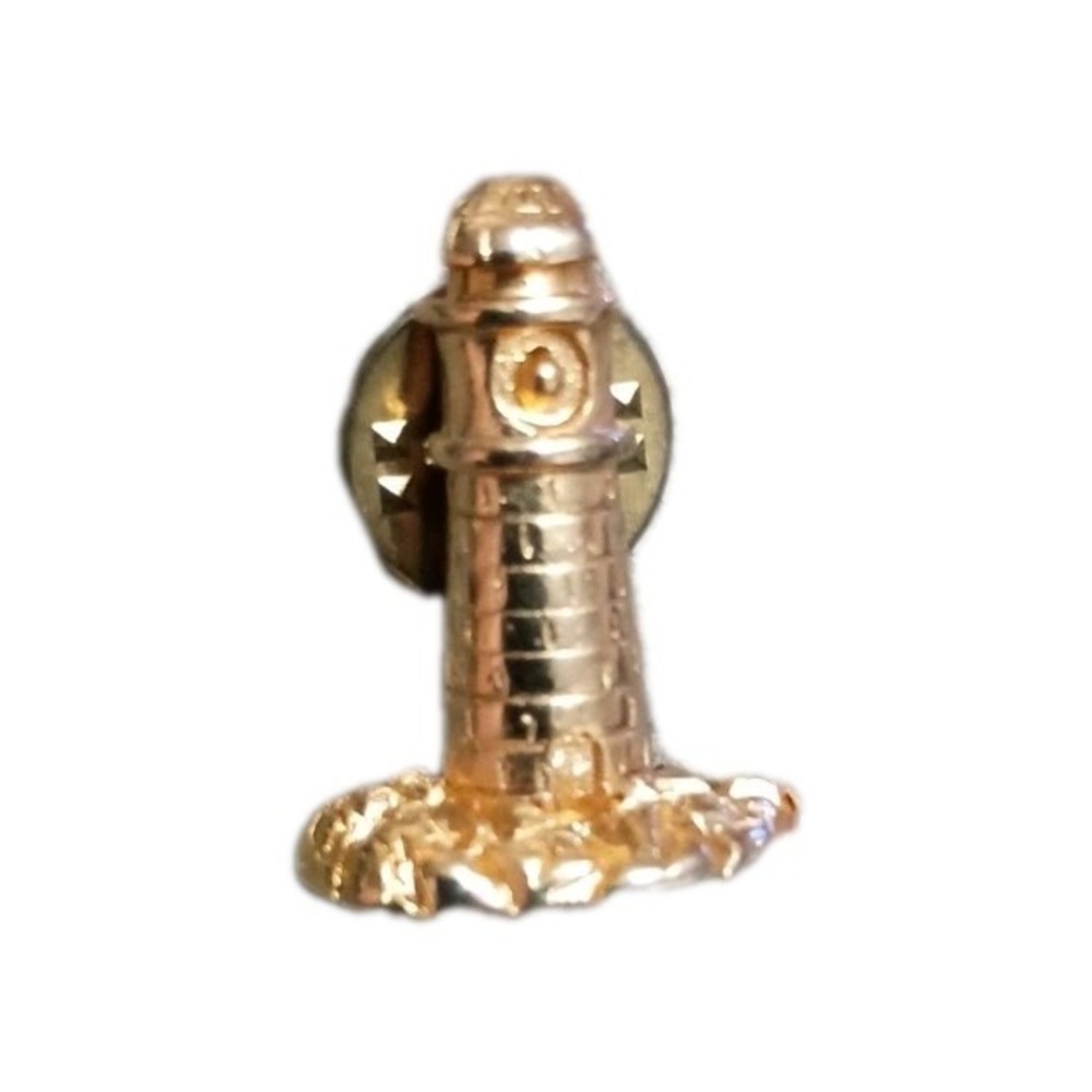 Lighthouse Gold Tone Vintage Lapel Hat Pin Pinback Tie Tac